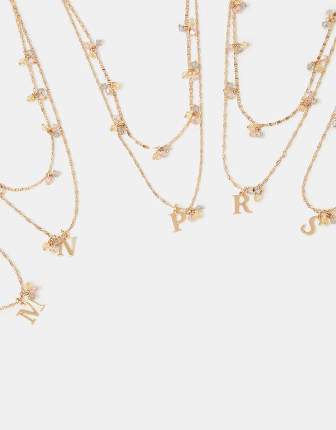 2-Pack Initial Cluster Pendant Necklaces, Gold (GOLD), large