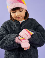 Girls Stripe Fingerless Mitten Gloves, Multi (BRIGHTS MULTI), large