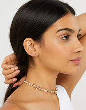Gold-Plated Rainbow Gem Huggie Hoop Earrings, , large
