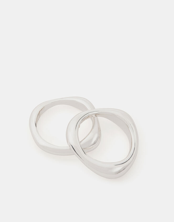 2-Pack Sterling Silver-Plated Irregular Rings, Silver (ST SILVER), large
