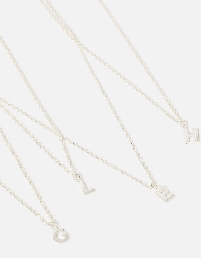 Sterling Silver Initial Pendant Necklace, Silver (ST SILVER), large