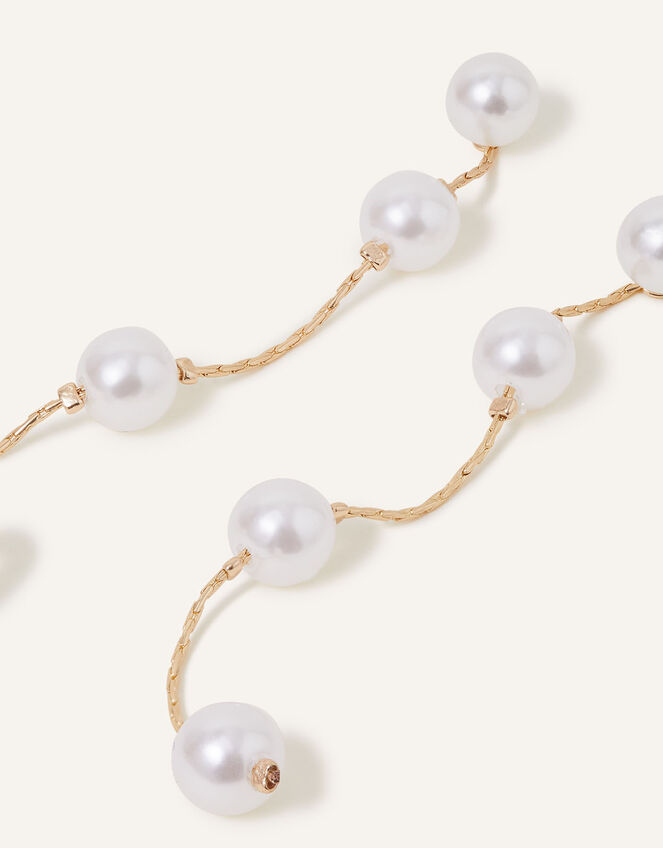 Pearl Station Long Drop Earrings, , large
