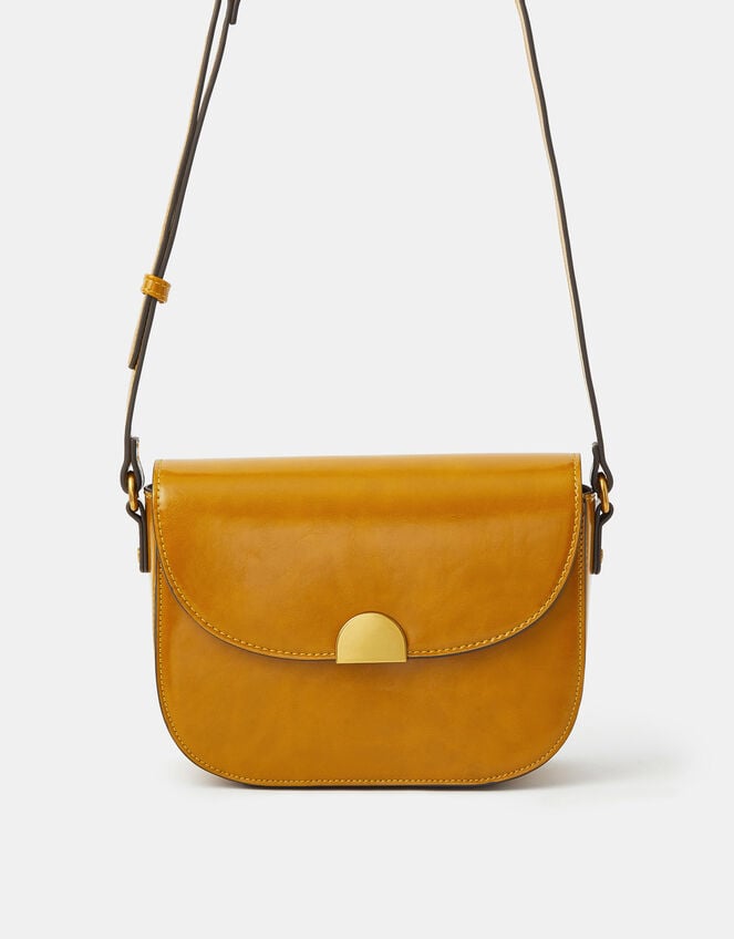 Patent Crossbody Bag, Yellow (OCHRE), large