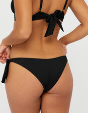 Ribbed Tie-Side Brazilian Bikini Briefs, Black (BLACK), large