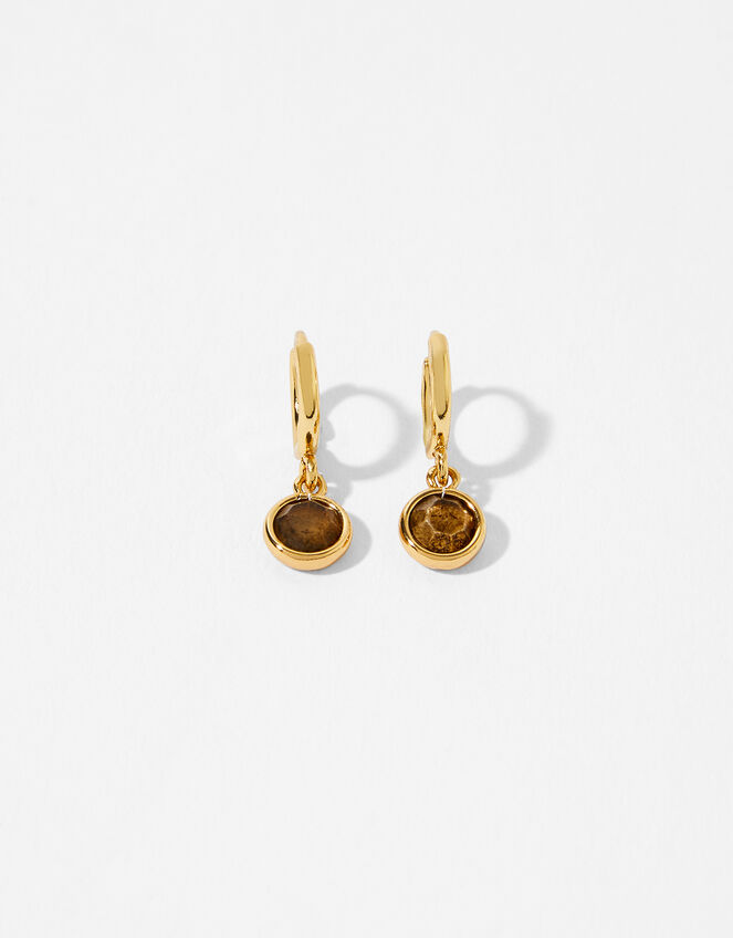 Gold-Plated Birthstone Earrings - October, , large