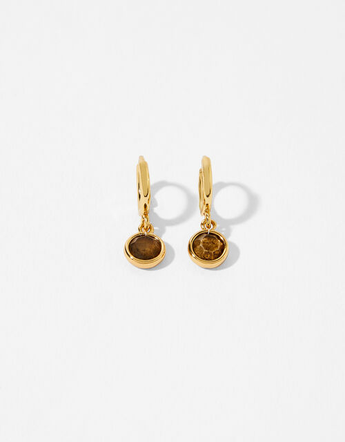 Gold-Plated Birthstone Earrings - October, , large