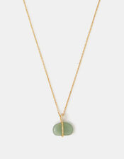14ct Gold-Plated Green Aventurine Pendant Necklace, , large