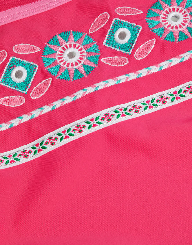 Girls Archive Embroidered Swimsuit, Pink (PINK), large