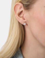 Sterling Silver Large Round Cut Cubic Zirconia Stud Earrings, , large