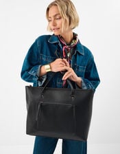 Rachel Zip Front Laptop Tote Bag, Black (BLACK), large