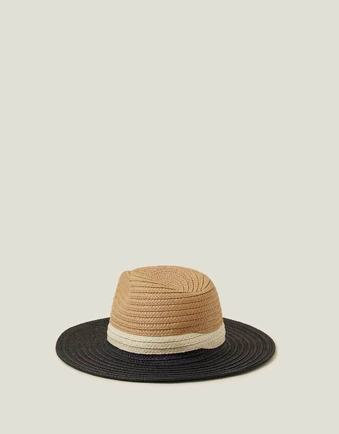 Monochrome Brim Fedora Hat, , large