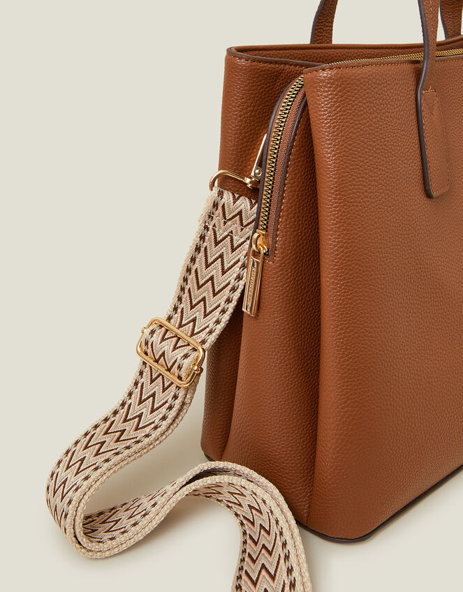 Webbing Strap Tote Bag, Tan (TAN), large