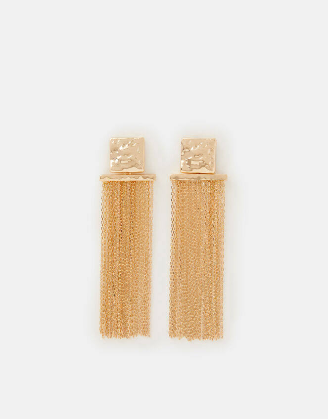 Molten Square Chain Drop Earrings, , large