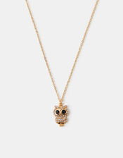 Dia Owl Pendant Necklace, , large