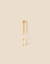 Gold-Plated Sparkle Tennis Earrings Set of Two, , large