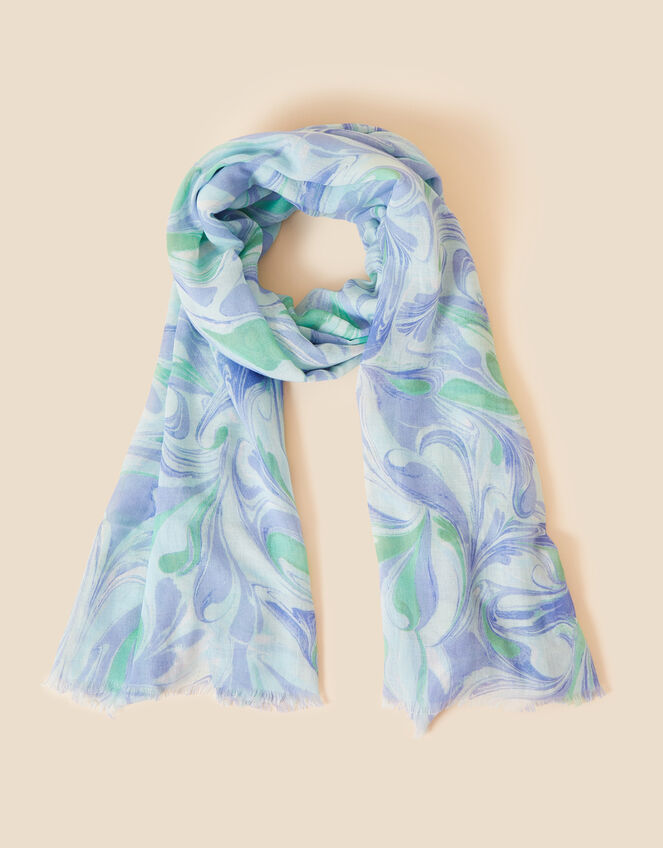 Marble Printed Scarf in Recycled Polyester, , large