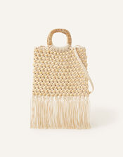 Fringe Beaded Handheld Bag, , large