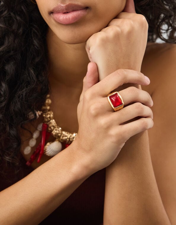 Rectangular Gem Ring, Red (RED), large