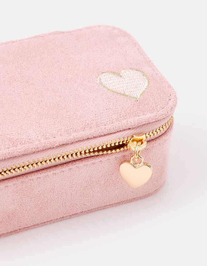 Heart Faux Suede Jewellery Box, , large