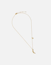 Gold Vermeil Zircon Moon Pendant Necklace, , large