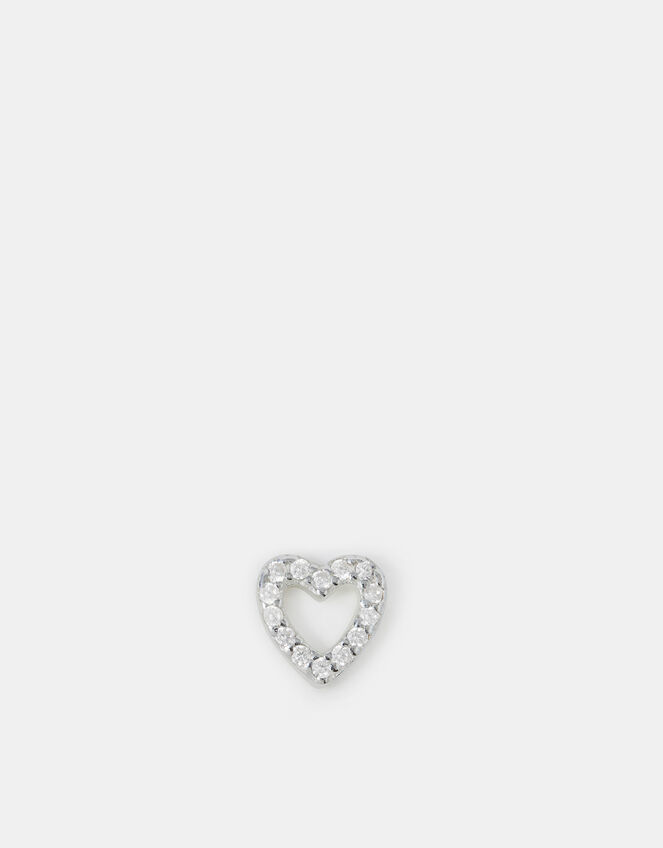 Sterling Silver Heart Flatback Stud, , large