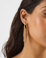 Chain Mail Tassel Hoop Earrings, , large