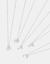 Sterling Silver Stone Initial Pendant Necklace, Silver (ST SILVER), large