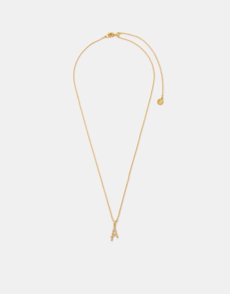 14ct Gold-Plated Script Initial Pendant Necklace, Gold (GOLD), large