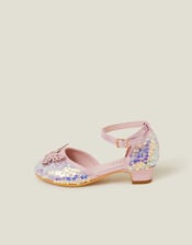 Girls Sequin Butterfly Mini Heels, Pink (PINK), large