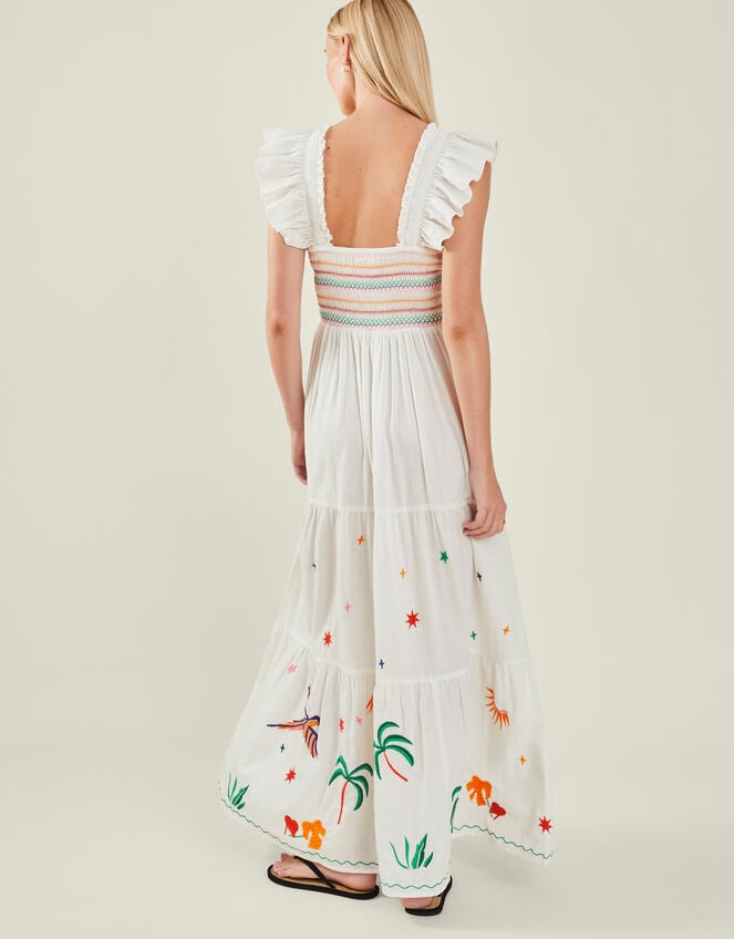 Embroidered Hem Maxi Dress, Ivory (IVORY), large