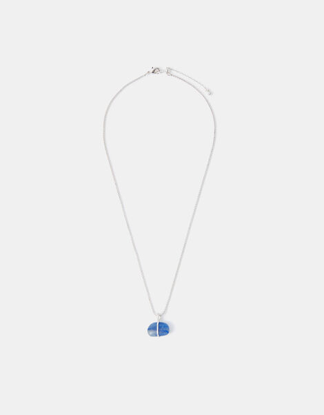 Sterling Silver-Plated Blue Quartz Pendant Necklace, , large