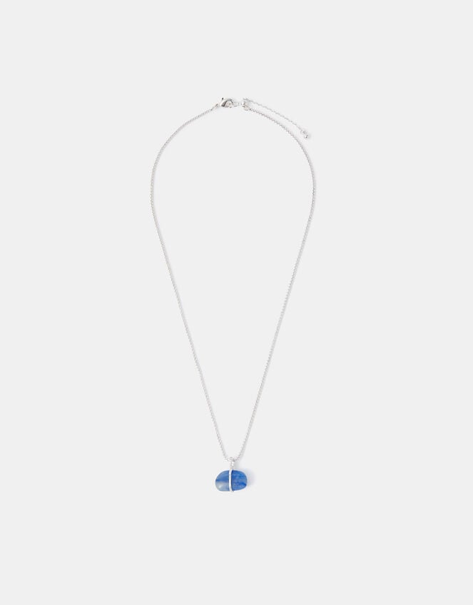 Sterling Silver-Plated Blue Quartz Pendant Necklace, , large