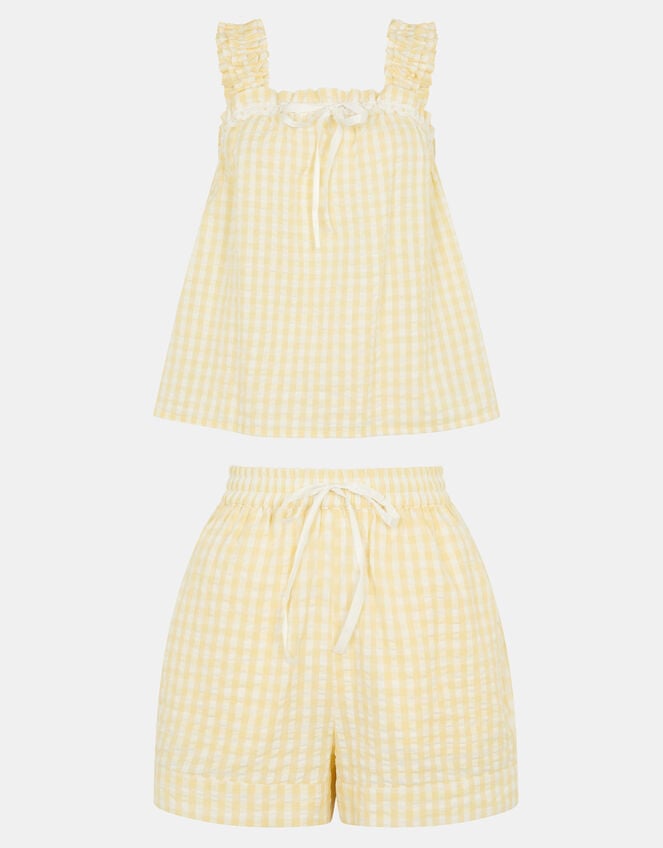 Gingham Seersucker Short Pyjamas Set, Yellow (YELLOW), large