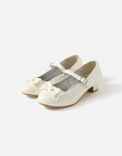 Girls Glitter Bow Flamenco Shoes, Ivory (IVORY), large