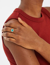Sterling Silver-Plated Square Aqua Quartz Ring, Silver (ST SILVER), large
