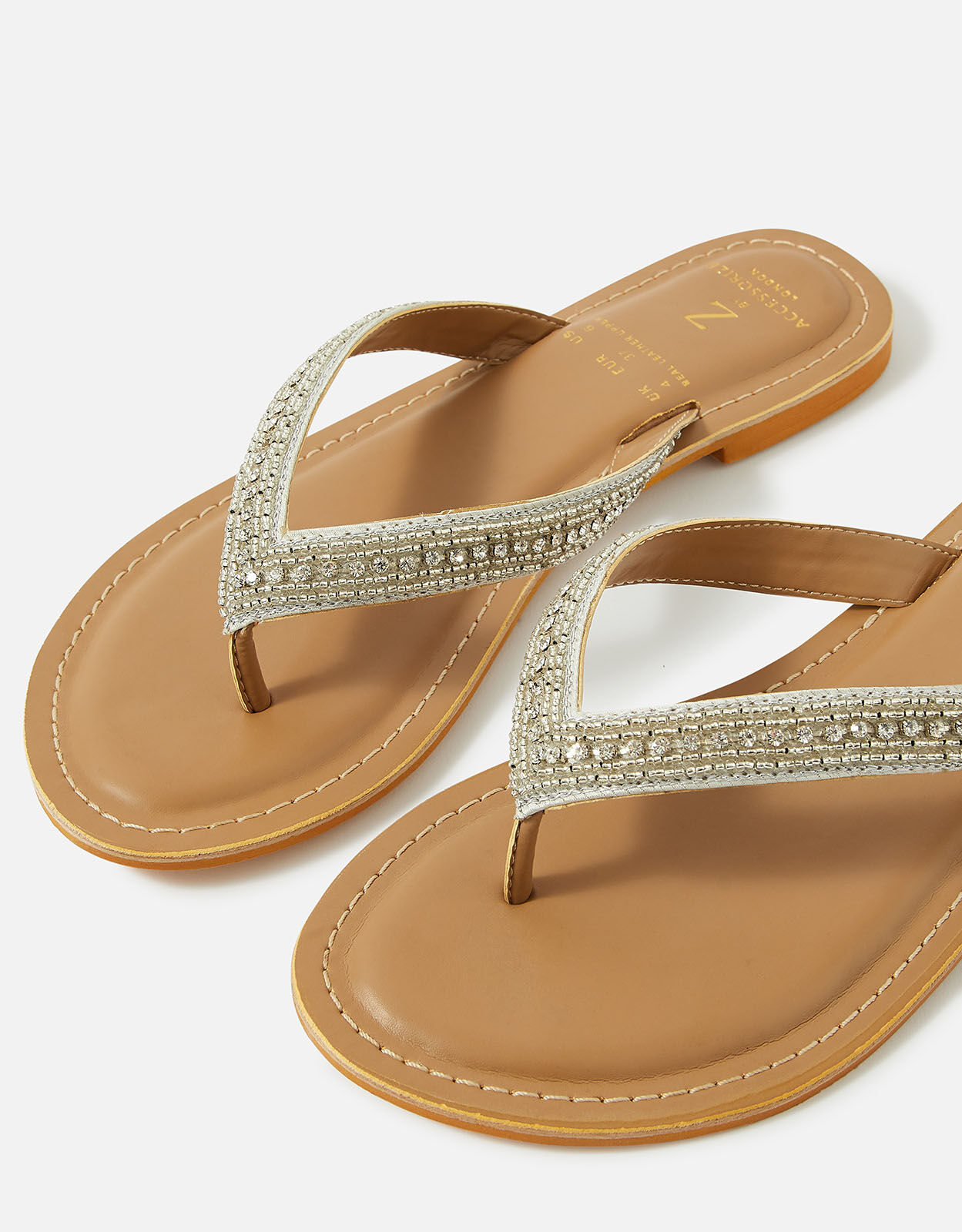 Embellished Toe Post Sandals Silver Sandals Flip Flops Accessorize UK