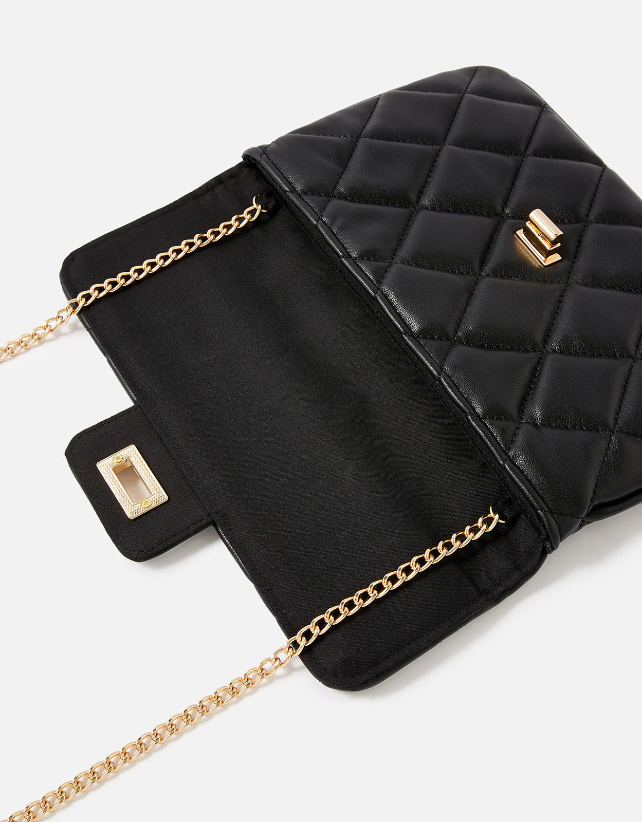 black quilted clutch