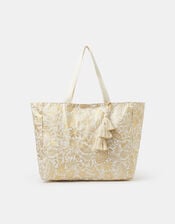 Shimmer Paisley Beach Tote Bag, , large