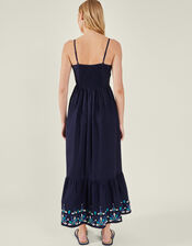 Embroidered Hem Sun Dress, Blue (NAVY), large