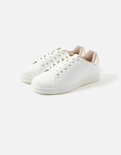 Plain Stud Trainers, White (WHITE), large