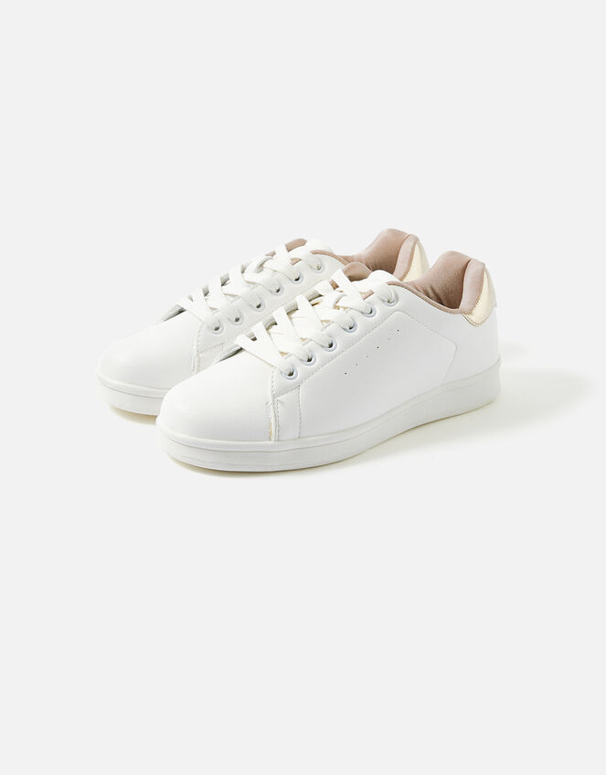 Plain Stud Trainers, White (WHITE), large