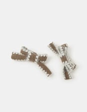 2-Pack Knit Bow Barrette Hair Clips, , large