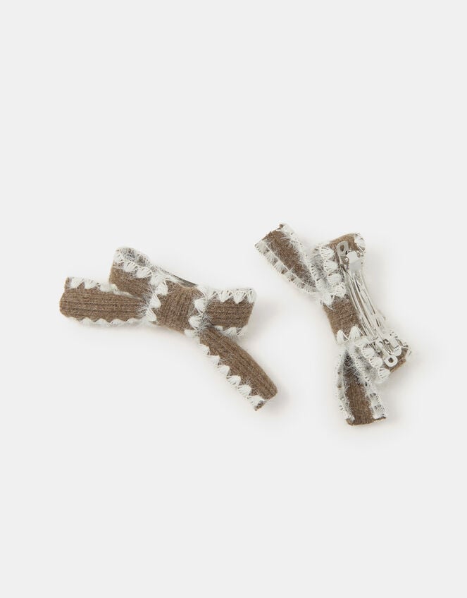 2-Pack Knit Bow Barrette Hair Clips, , large