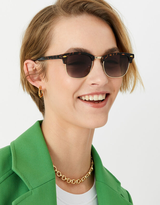 Classic Round Sunglasses, Brown (TORT), large