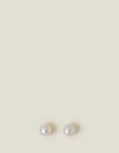 Sterling Silver-Plated Freshwater Pearl Studs, , large