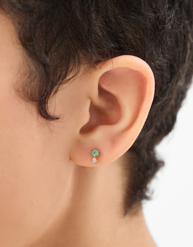 2-Pack 14ct Gold-Plated Surgical Steel Gem Flatback Earrings, , large