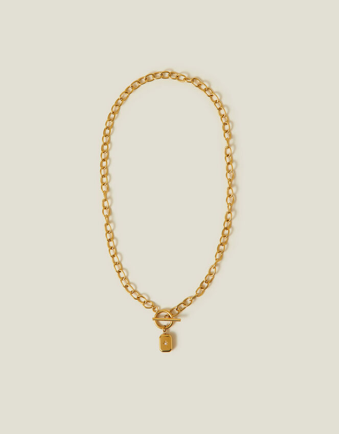 14ct Gold-Plated T-Bar Star Pendant Necklace, , large