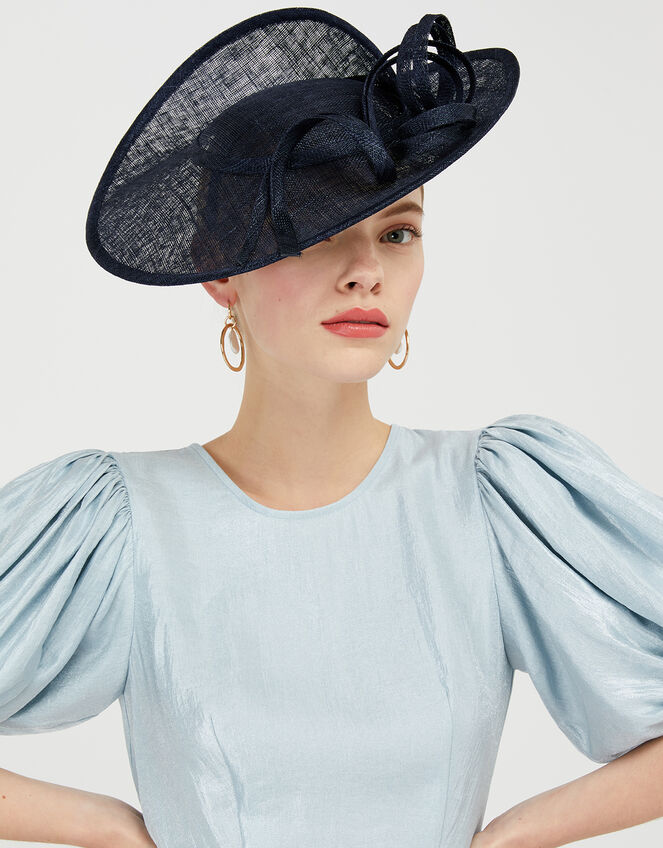 Sadie Oversized Disc Fascinator, Blue (NAVY), large