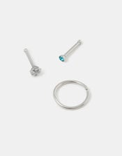 3-Pack Platinum-Plated Surgical Steel Nose Studs, , large
