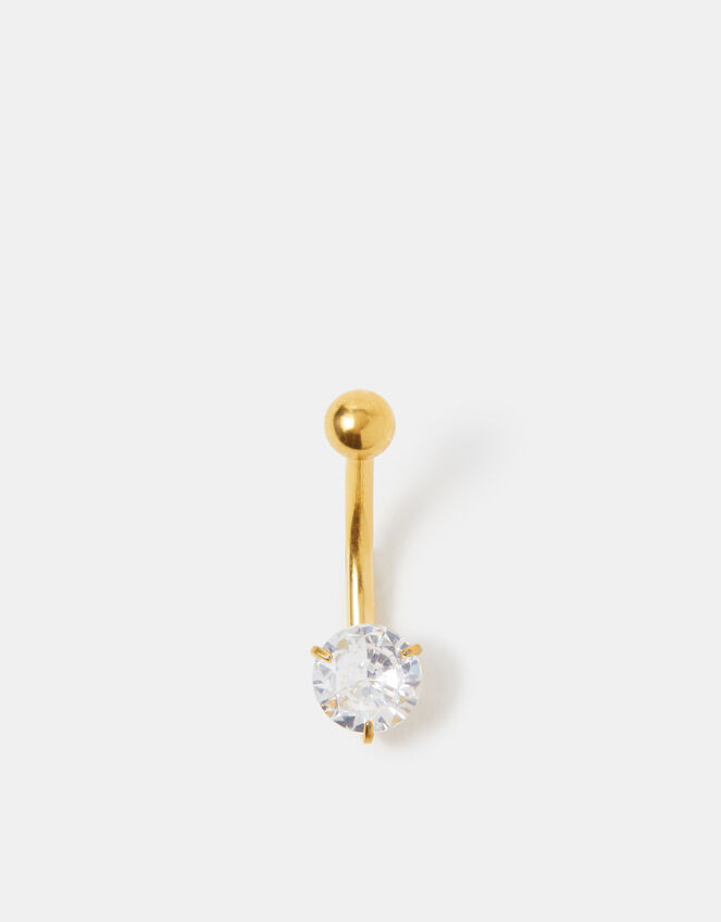 14ct Gold-Plated Surgical Steel Belly Bar, , large